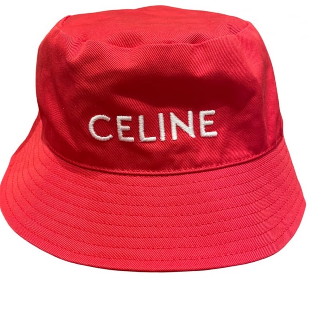 Celine Red & White Bucket Hat ( color Panama)